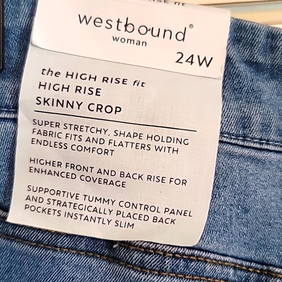 Westbound Woman Distressed Denim 24W High Rise Skinny Crop - Picture 5 of 10